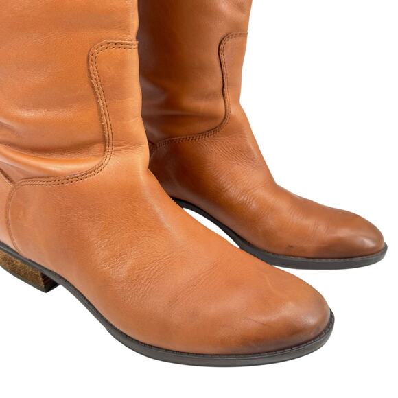 Sam Edelman Wide Penny Whiskey Brown Leather Tall Heeled Equestrian Riding Boots - Picture 6 of 12
